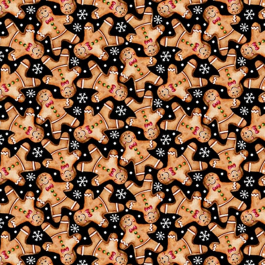 Michaels, Fabric Editions Gingerbread Cookies Cotton Fabric – Category: Christmas